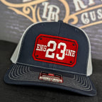 Custom embroidered firefighter hat with bold stitching, structured fit, and premium Richardson snapback design