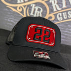 Custom embroidered firefighter hat with bold stitching, structured fit, and premium Richardson snapback design