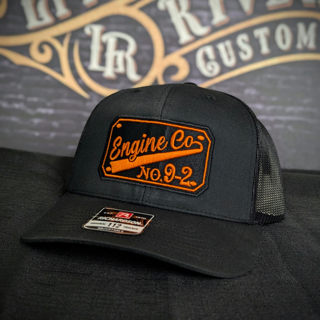 Custom embroidered firefighter hat with bold stitching, structured fit, and premium Richardson snapback design