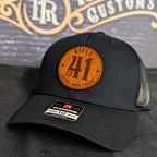Firefighter leather patch hat – featuring a bold circular design on Richardson hat