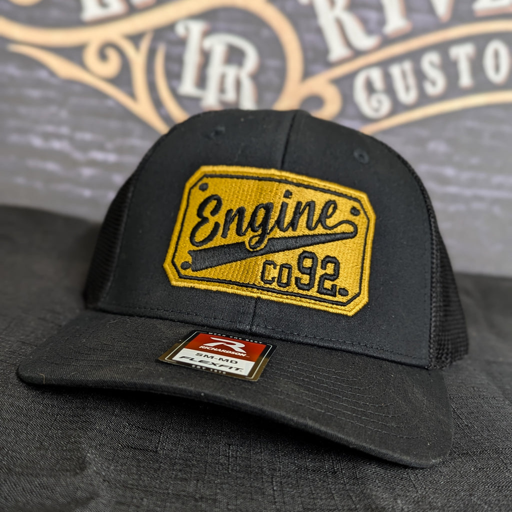 Custom embroidered firefighter hat with bold stitching, structured fit, and premium Richardson snapback design