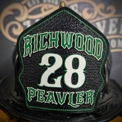 fire station helmet shield – identity built into every leather front