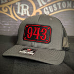 Custom embroidered firefighter hat with bold stitching, structured fit, and premium Richardson snapback design