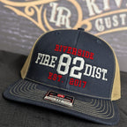 Custom embroidered firefighter hat with bold stitching, structured fit, and premium Richardson snapback design