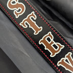 Personalized leather firefighter radio strap with adjustable fit and rugged construction