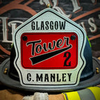 Handcrafted leather passport helmet shield for fire department gear