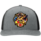 Custom firefighter hats with leather patch on Richardson 112 for your fire department