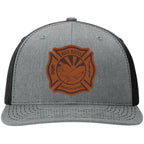 Custom firefighter hats with leather patch on Richardson 112 for your fire department
