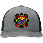 Custom firefighter hat for Rio Rico fire distric. Featuring a custom leather patch on a Richardson hat