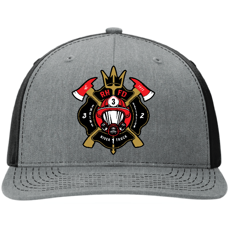 Rock Hill Fire Department custom leather patch on a Richardson hat