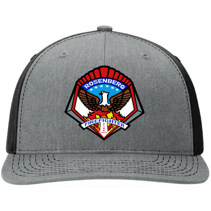 Custom firefighter hats with leather patch on Richardson 112 for your fire department