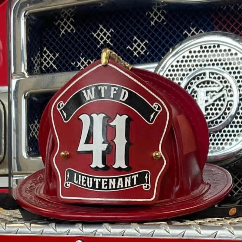 Custom firefighter helmet shield built for officer use