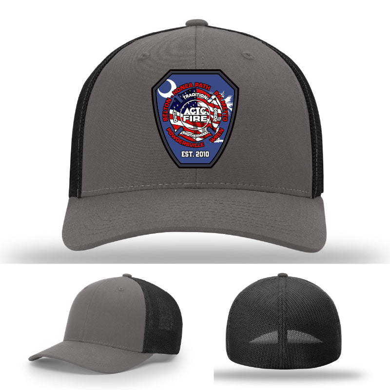 Leather firefighter patch hat showing ACTC training pride