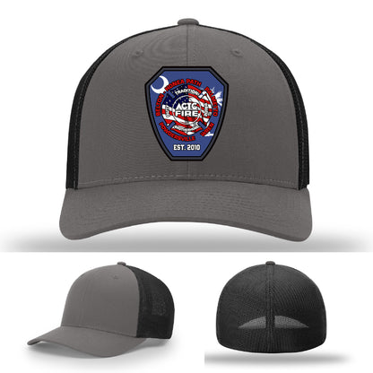 Leather firefighter patch hat showing ACTC training pride