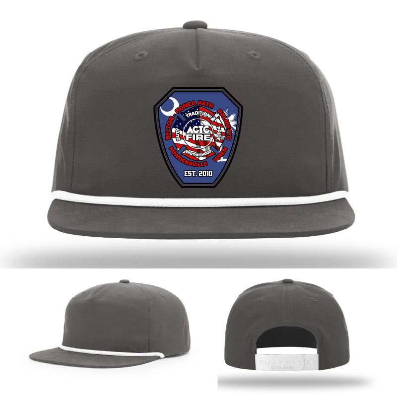 ACTC Firefighting Program alumni hat with custom leather design