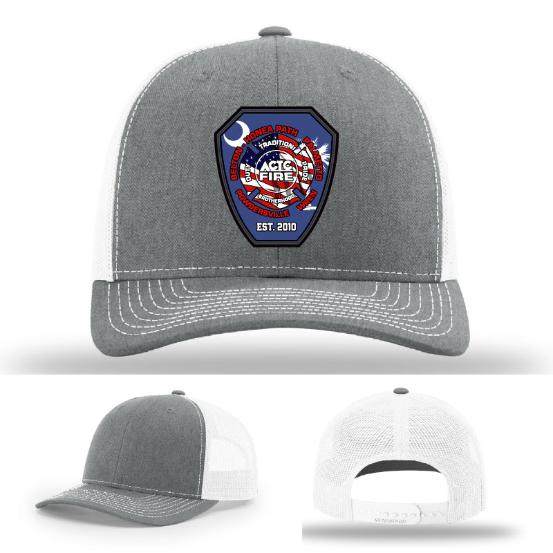 Firefighter hat featuring ACTC firefighting program leather crest