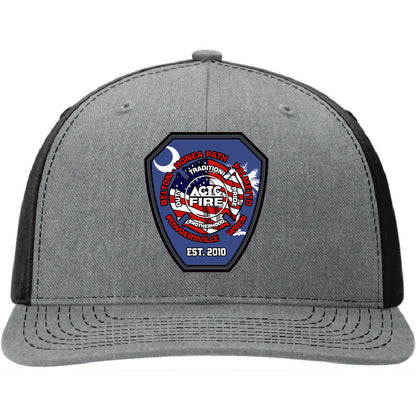 Firefighter training hat featuring ACTC program leather patch