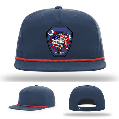 ACTC firefighter program hat with durable engraved leather logo