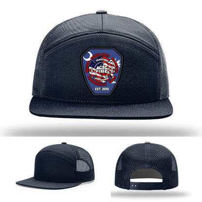 Leather firefighter patch hat for ACTC fire service students