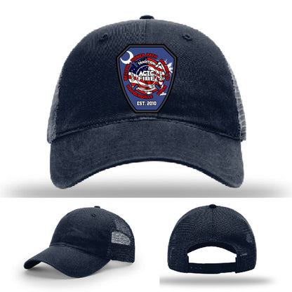 ACTC fire academy hat designed with custom leather program patch