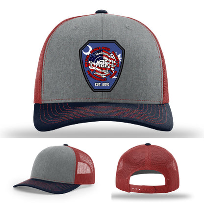 Leather firefighter patch hat built for ACTC firefighting program