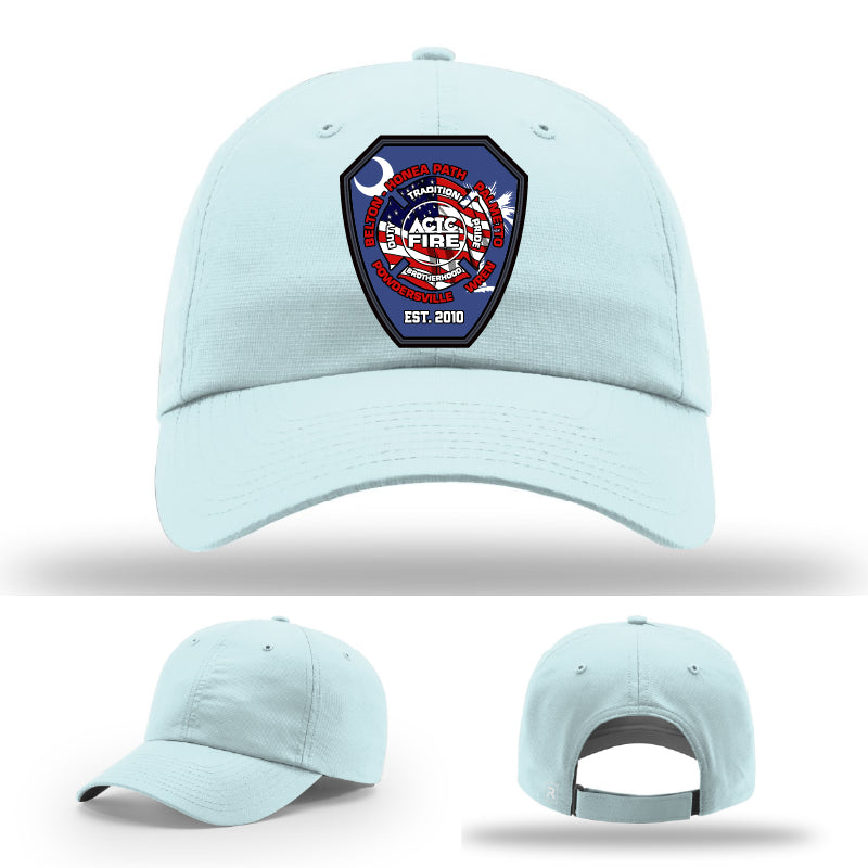 ACTC firefighting graduate hat built with engraved leather patch