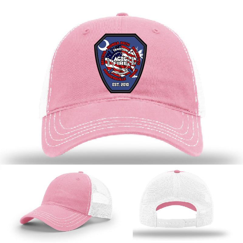 Leather firefighter patch hat showing ACTC training pride