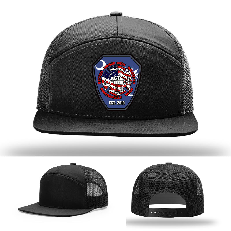ACTC firefighting program custom leather patch hat for graduates