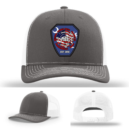 Firefighter hat with ACTC program logo engraved in leather