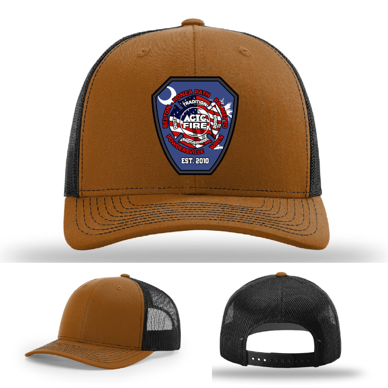Custom leather patch firefighter hat representing ACTC program