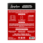 Back of Angelus Paint Basics Kit packaging showing contents and application instructions