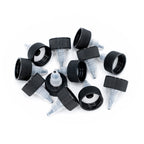 Loose Angelus twist top caps showing black threads and clear dispensing tips