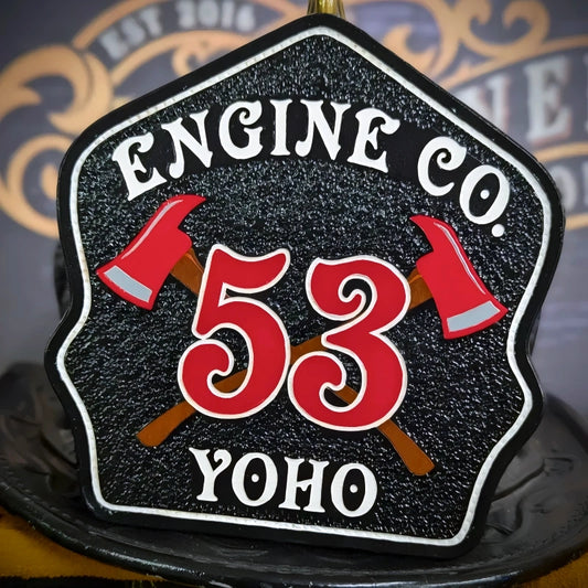 Custom axe firefighter helmet shield handcrafted in real leather