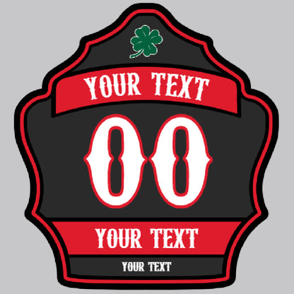 handcrafted fire helmet front with raised leather design