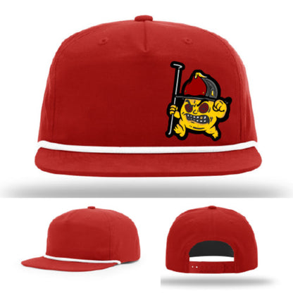 Richardson firefighter hat featuring Backdraft Bastard skull style leather patch graphic