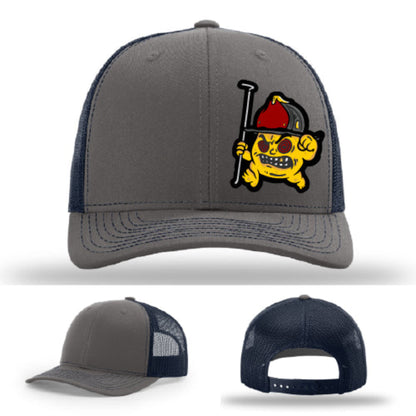 Backdraft Bastard firefighter apparel hat with wild figure and rugged patch front