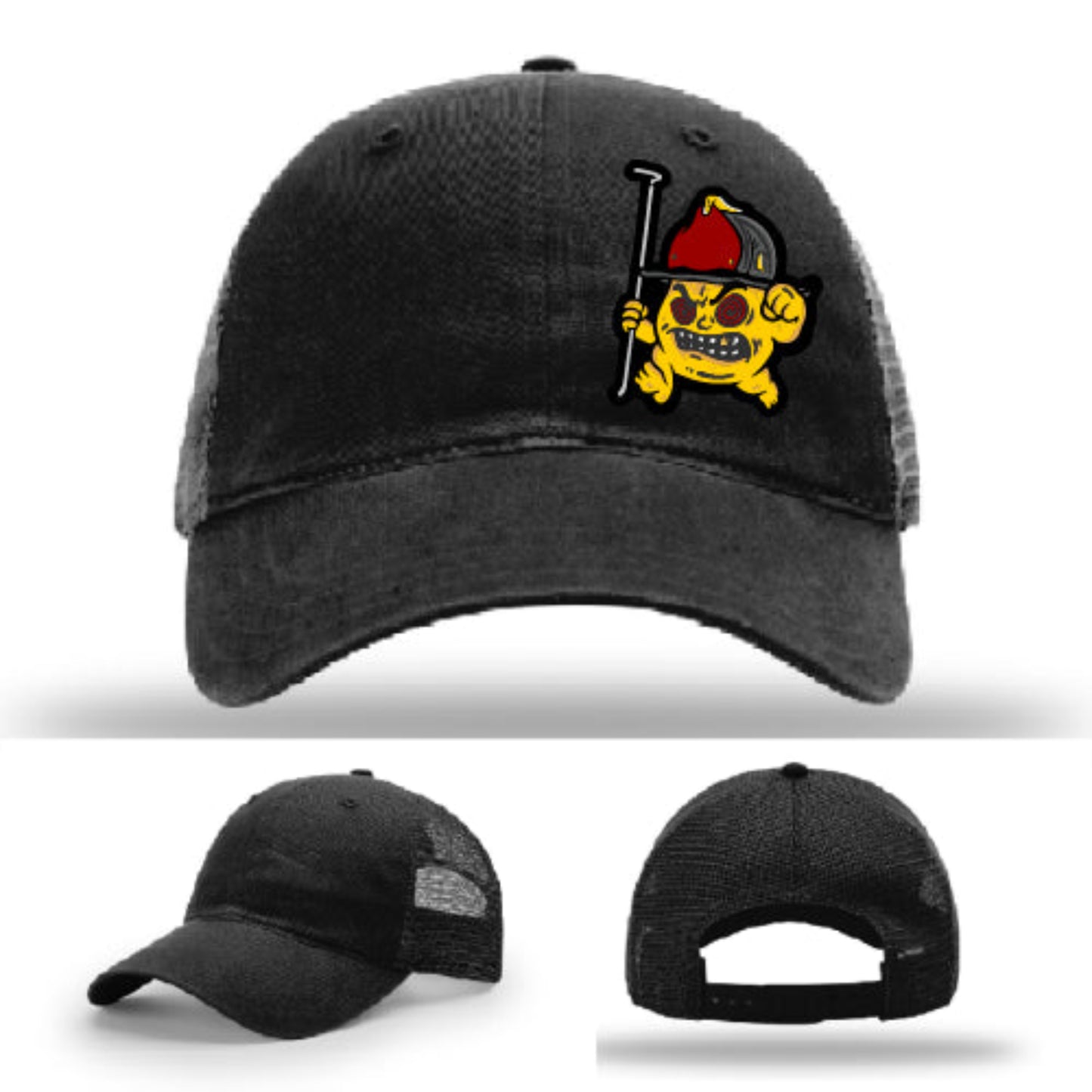 Firehouse apparel hat Backdraft Bastard patch with wild eyed firefighter design