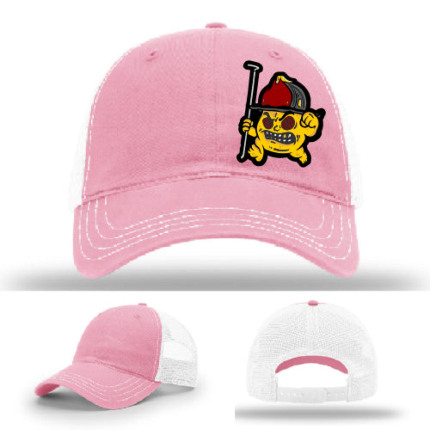 Backdraft Bastard firefighter hat mesh back design with rugged leather patch front