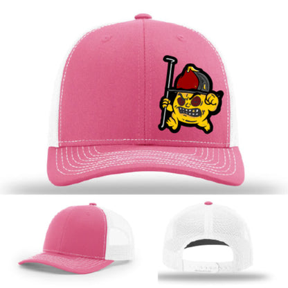 Leather firefighter hat Richardson style featuring Backdraft Bastard graphic patch