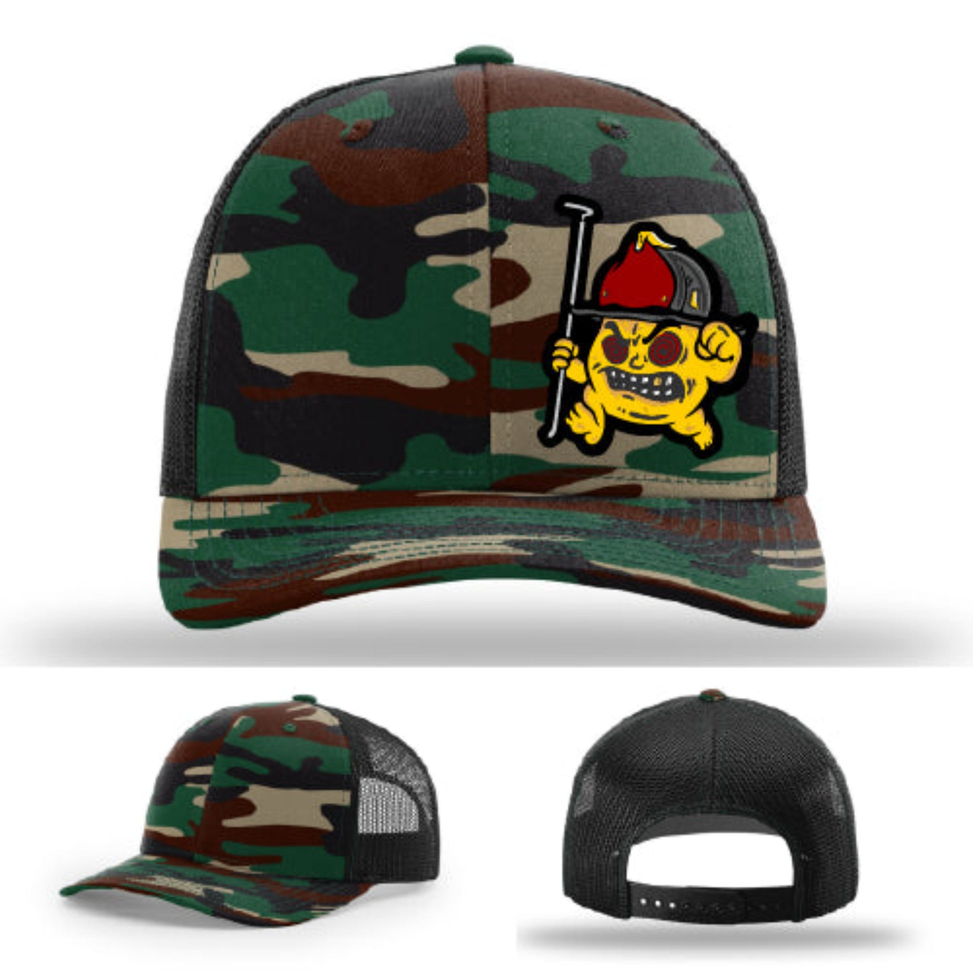 Backdraft Bastard firefighter hat structured crown with aggressive patch design