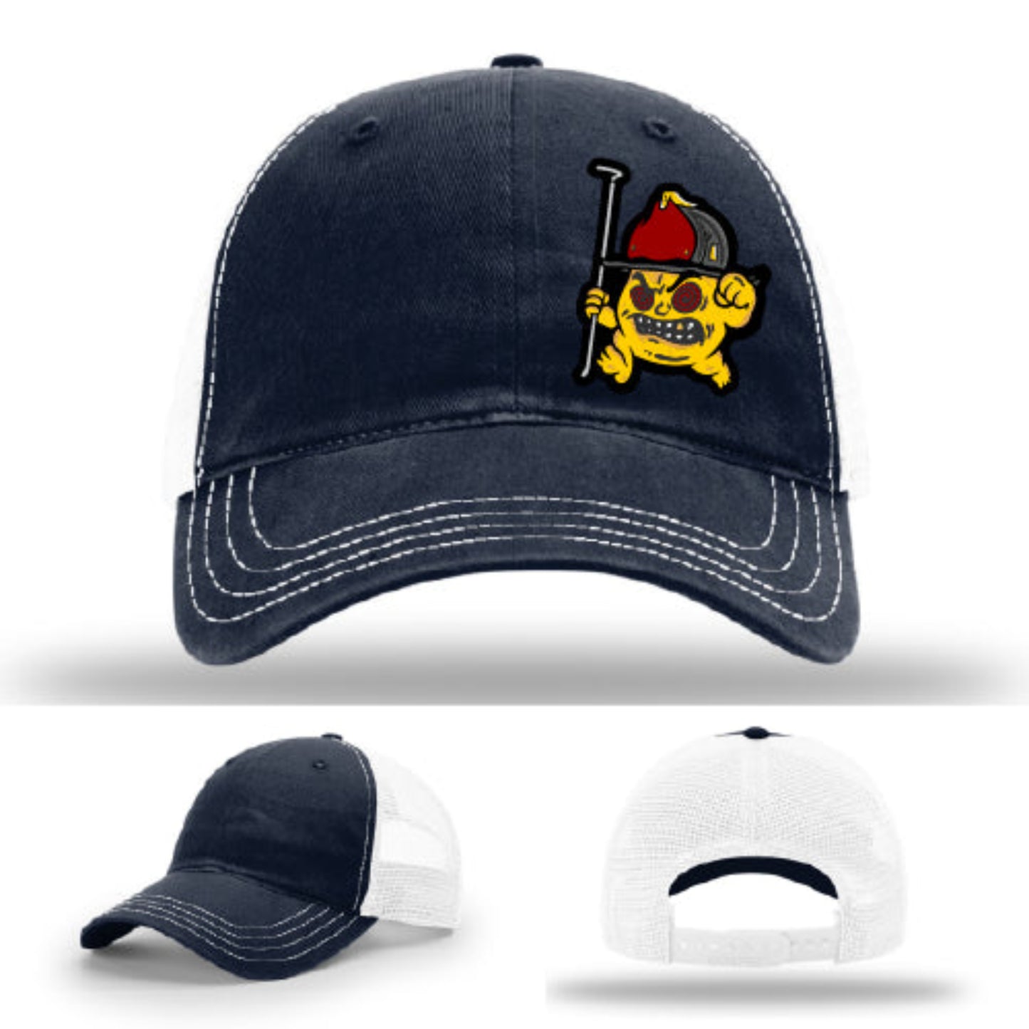 Backdraft Bastard firefighter hat breathable mesh comfort with leather patch art
