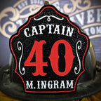 Custom Bare Bones firefighter helmet shield for station pride