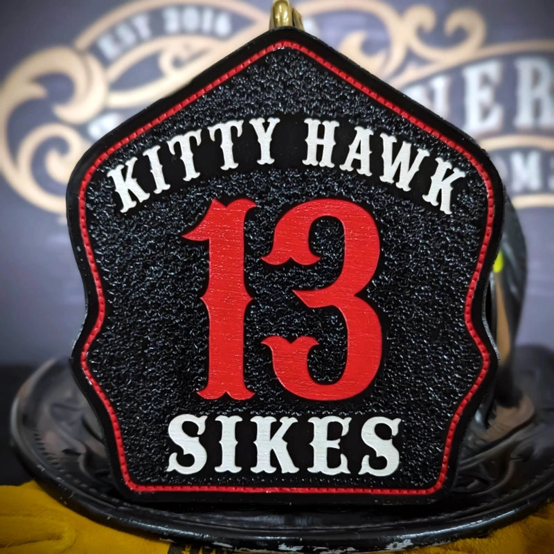 Bare Bones firefighter helmet shield with clean layout