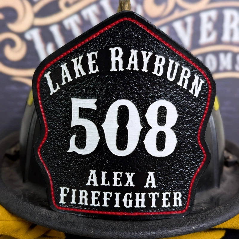 Bare Bones firefighter helmet shield in full grain leather