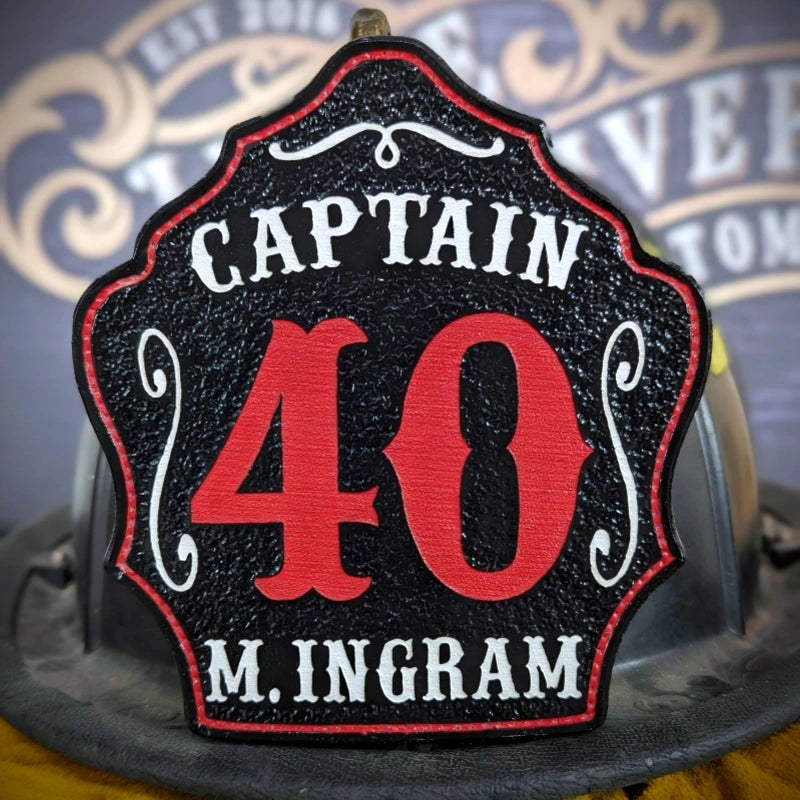 Bare Bones firefighter helmet shield crafted from leather