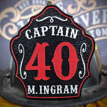 Bare Bones firefighter helmet shield crafted from leather