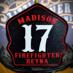 Custom Bare Bones firefighter helmet shield bold layout