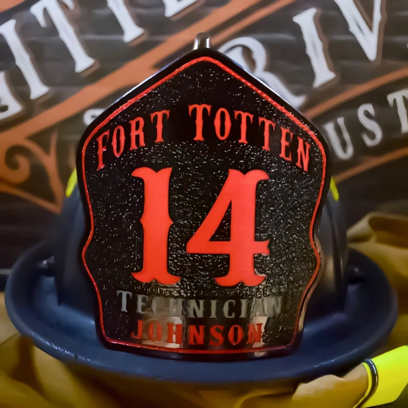 Bare Bones firefighter helmet shield handmade detail