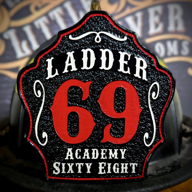 Custom Bare Bones firefighter helmet shield for companies