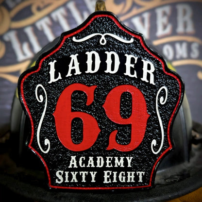 Custom Bare Bones firefighter helmet shield for companies